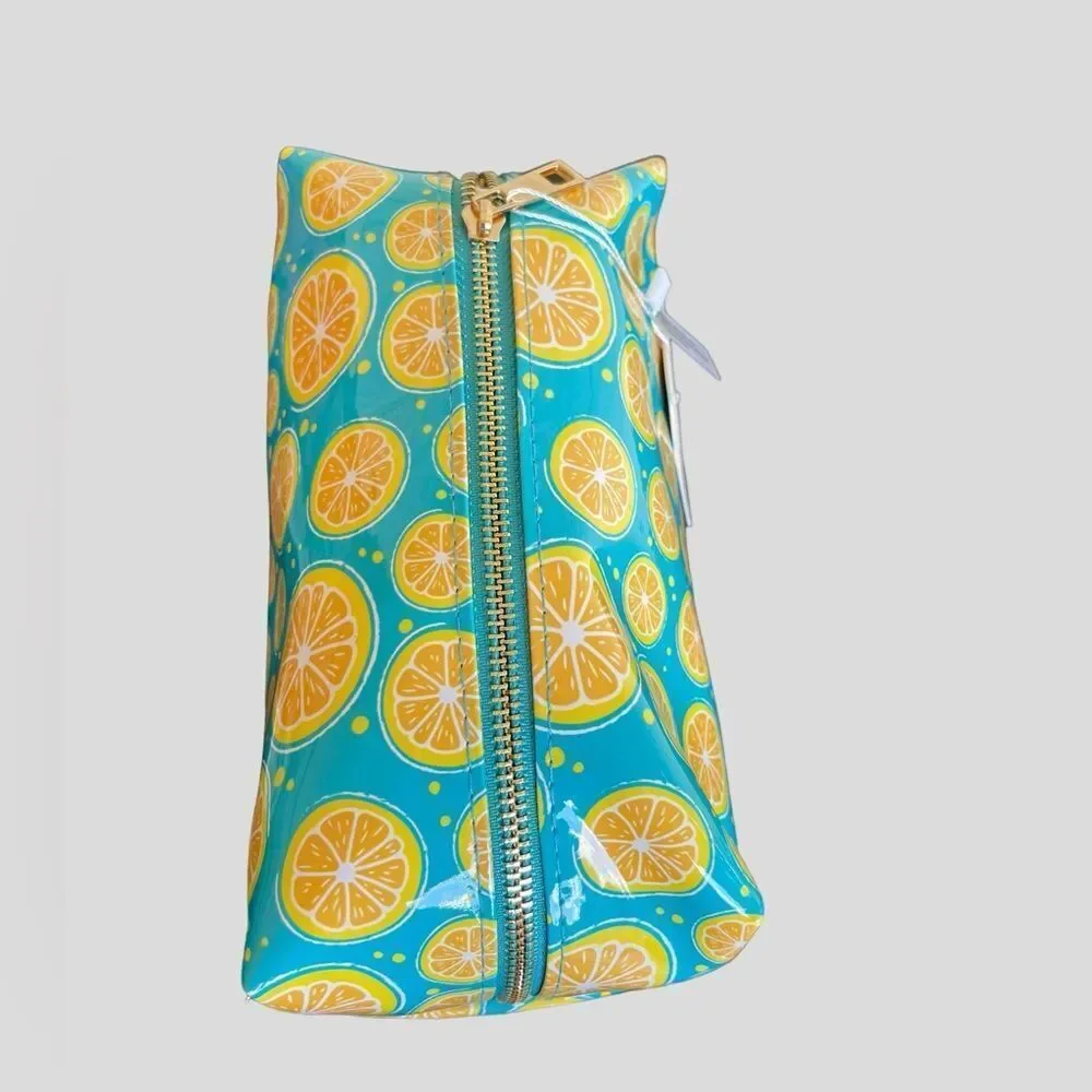 OCS Designs Orange Slice Cosmetic Bag Blue Citrus Travel Pouch NWT
